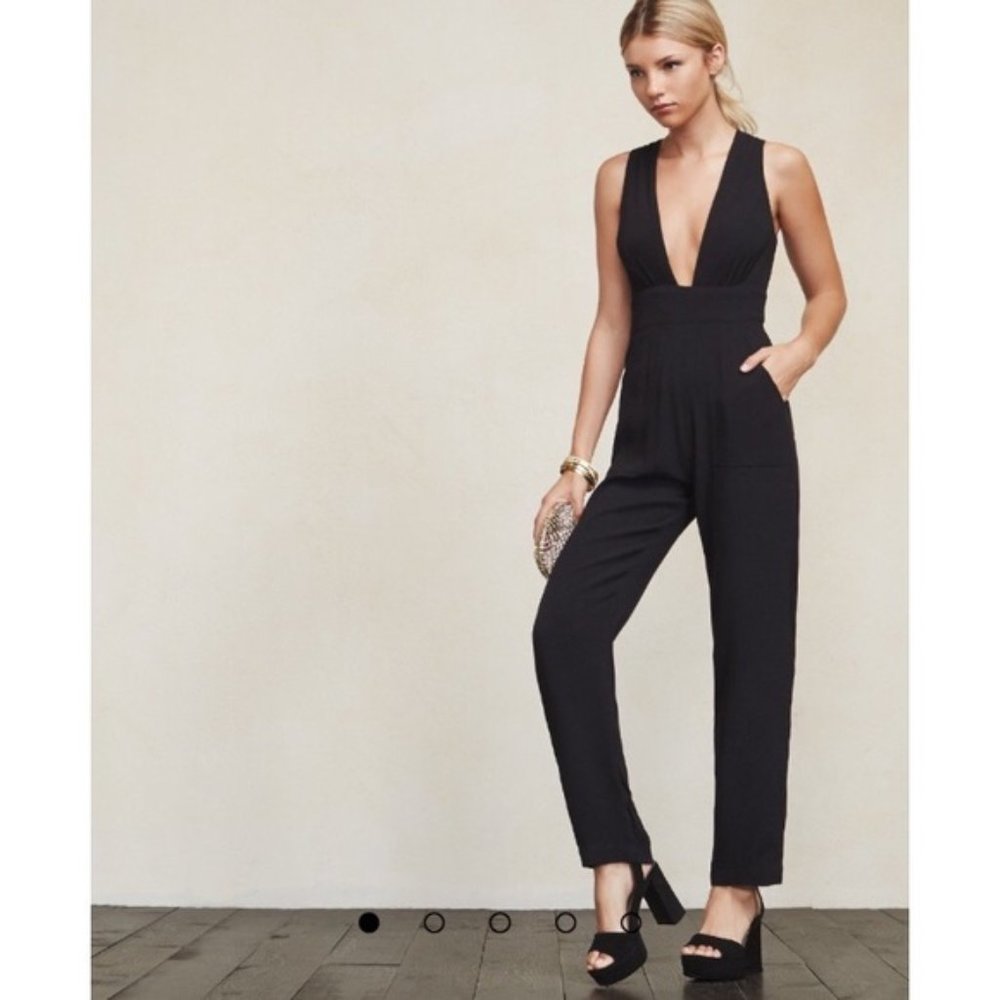 Reformation Petites 'Cecille' Plunge Jumpsuit - Picture 1 of 6